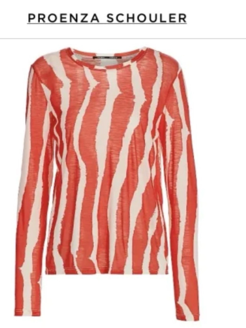 Proenza Schouler Zebra stripe red/off white cotton long sleeve shirt -S